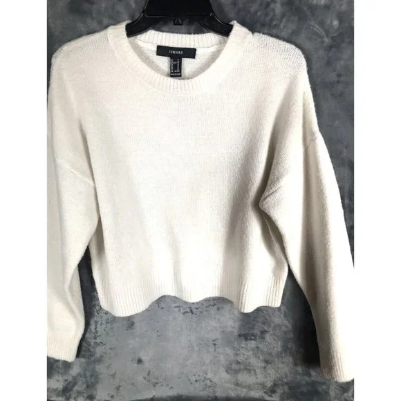 Forever 21 Sweater Women’s Ivory Top Adult Size Medium - Picture 4 of 9